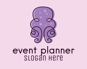 Sea Creature - Purple Scribble Octopus logo design