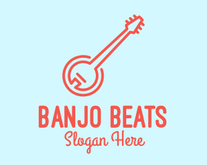 Banjo - Minimalist Red Banjo logo design