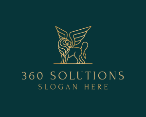 Luxury Winged Lion logo design