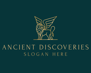 Luxury Winged Lion logo design