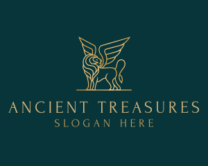 Luxury Winged Lion logo design