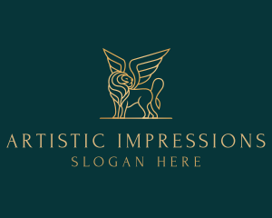 Luxury Winged Lion logo design