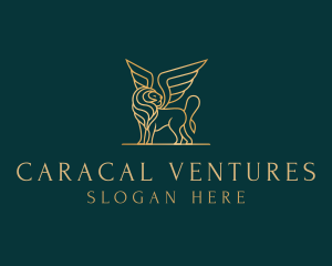 Luxury Winged Lion logo design