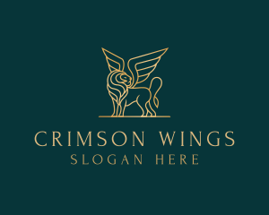 Luxury Winged Lion logo design