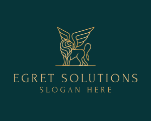 Luxury Winged Lion logo design