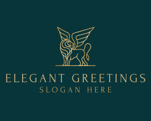 Luxury Winged Lion logo design