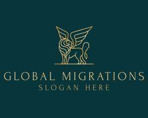 Luxury Winged Lion logo design