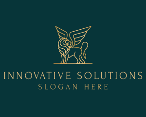 Luxury Winged Lion logo design