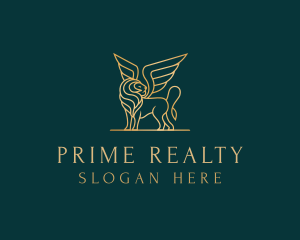 Luxury Winged Lion logo design