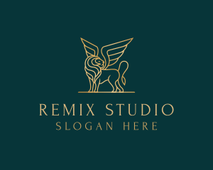 Luxury Winged Lion logo design