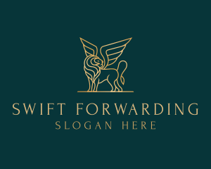 Luxury Winged Lion logo design