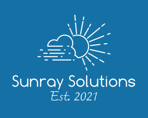 Sunray - Cloudy Sun Line Art logo design