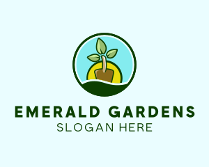 Plant Shovel Gardening logo design