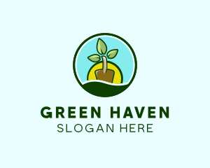 Plant Shovel Gardening logo design