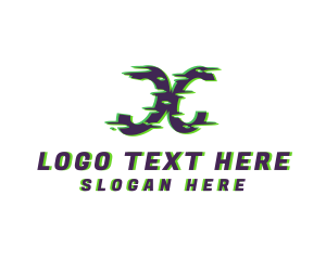 Anaglyph - Modern Glitch Letter X logo design