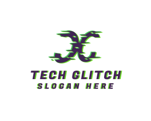 Modern Glitch Letter X logo design