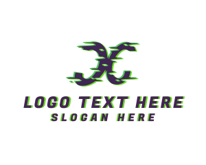 Online - Modern Glitch Letter X logo design