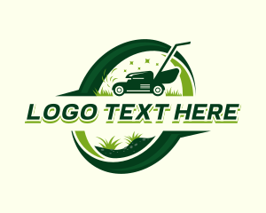 Grass Cutting Lawn Mower Logo