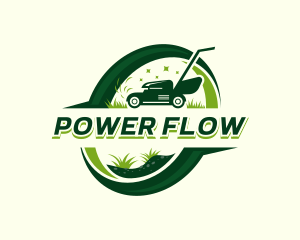 Grass Cutting Lawn Mower Logo