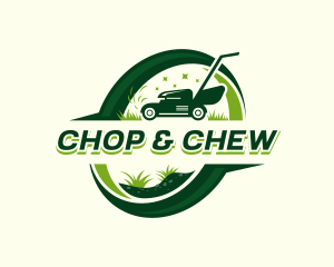 Grass Cutting Lawn Mower Logo