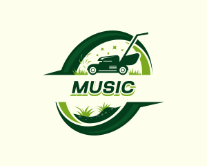 Grass Cutting Lawn Mower Logo