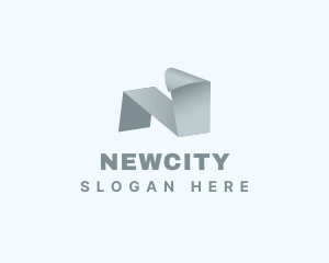 Origami Fold Agency Letter N logo design