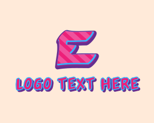 Editable - Pop Graffiti Art Letter E logo design