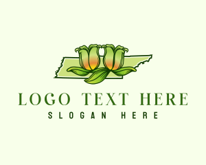 Map - Tennessee Flower Tulip Poplar logo design