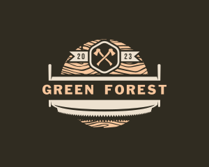 Lumber Wood Cutter Saw logo design