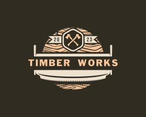 Lumber Wood Cutter Saw logo design