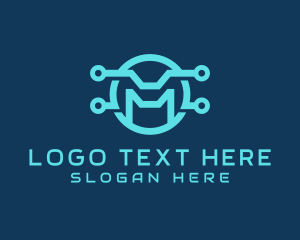 Digital - Digital Circuit Letter M logo design