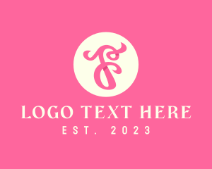 Curly - Pink Fancy Letter F logo design