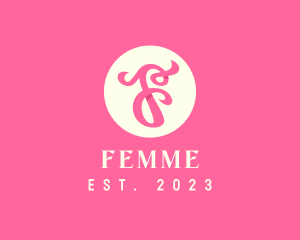 Pink Fancy Letter F logo design