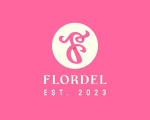 Pink Fancy Letter F logo design