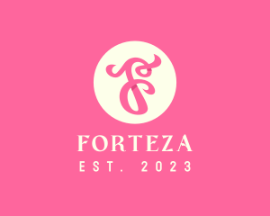 Pink Fancy Letter F logo design