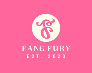 Pink Fancy Letter F logo design