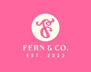 Pink Fancy Letter F logo design