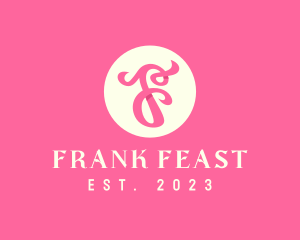 Pink Fancy Letter F logo design