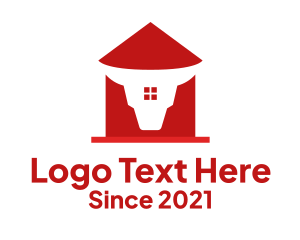 Red - Minimalist Bull Head House logo design