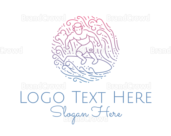 Wave Surfer Man Logo