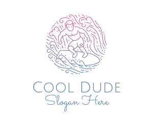 Dude - Wave Surfer Man logo design