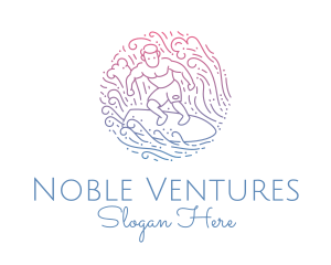 Wave Surfer Man  logo design