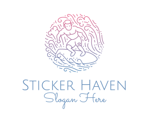 Wave Surfer Man  logo design