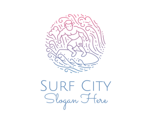 Wave Surfer Man  logo design