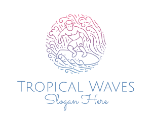 Wave Surfer Man  logo design