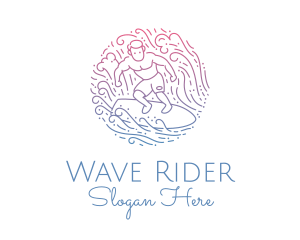 Surfboard - Wave Surfer Man logo design