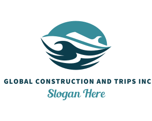 Ocean Cruise Ship Waves Logo