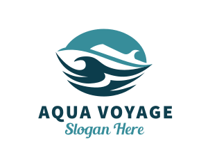 Ocean Cruise Ship Waves logo design