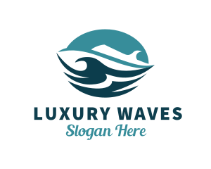 Ocean Cruise Ship Waves logo design