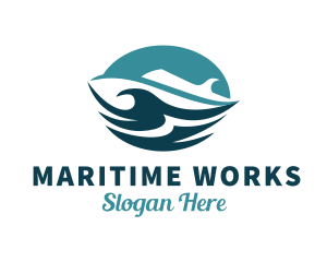 Ocean Cruise Ship Waves logo design